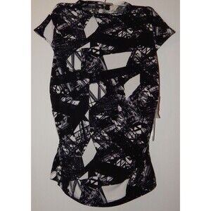 DKNY Woman's Sleeveless Geometric Top Black & White Size LGG Retail 49.00 NWT